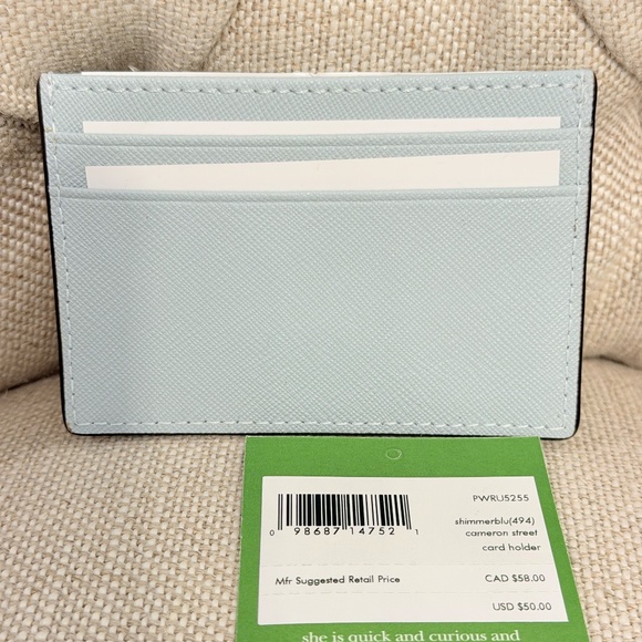 NEW Kate Spade Cameron Street Small Slim Card Holder Case Shimmer Blue PWRU5255 - Picture 3 of 4